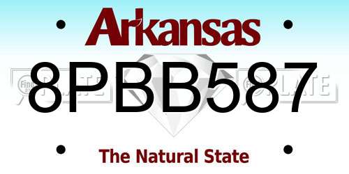 8PBB587 Arkansas License Plate