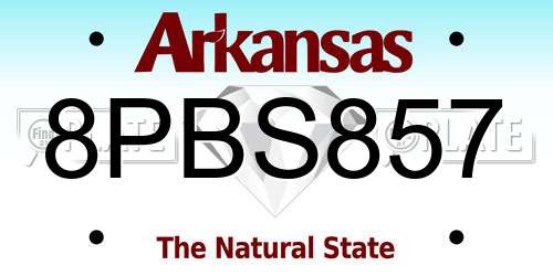 8PBS857 Arkansas License Plate