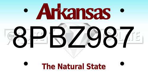 8PBZ987 Arkansas License Plate