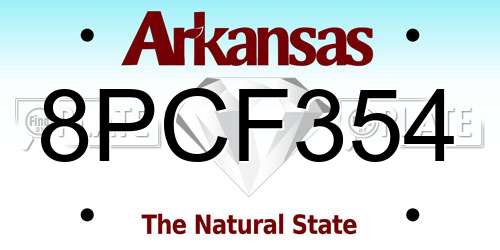 8PCF354 Arkansas License Plate