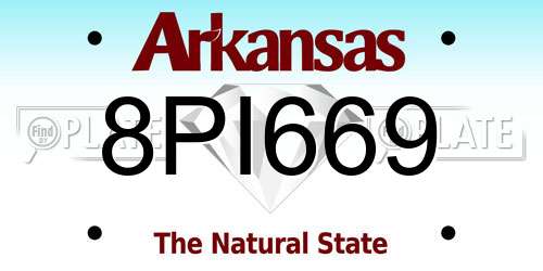 8PI669 Arkansas License Plate