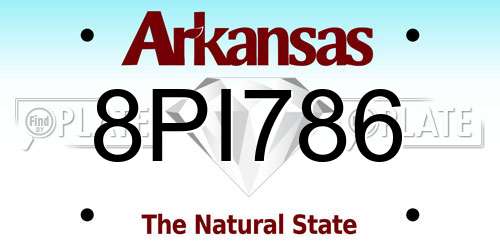 8PI786 Arkansas License Plate