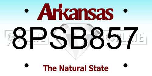 8PSB857 Arkansas License Plate
