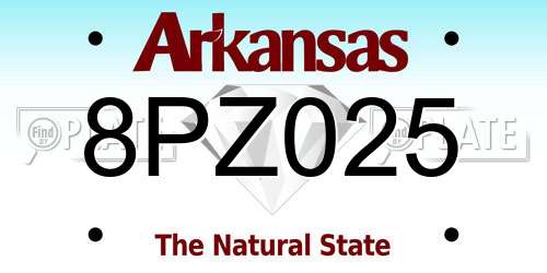 8PZ025 Arkansas License Plate