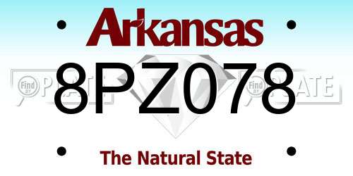 8PZ078 Arkansas License Plate