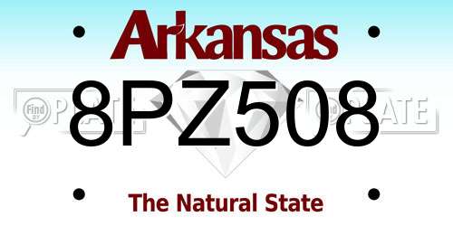 8PZ508 Arkansas License Plate