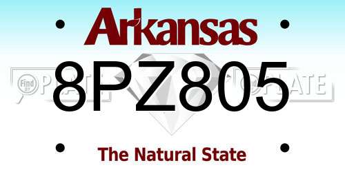 8PZ805 Arkansas License Plate