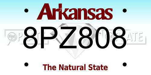 8PZ808 Arkansas License Plate