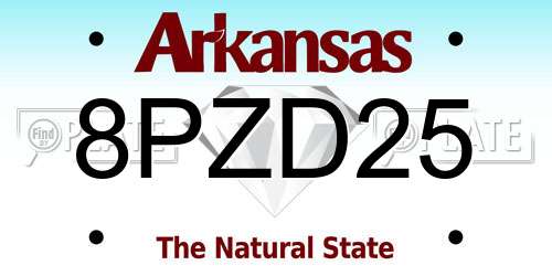 8PZD25 Arkansas License Plate