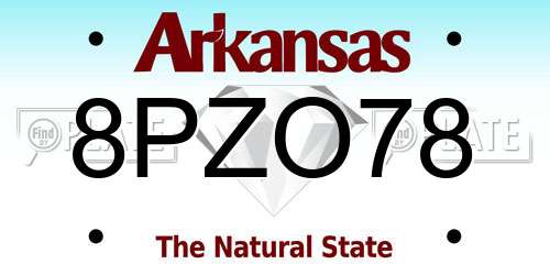 8PZO78 Arkansas License Plate