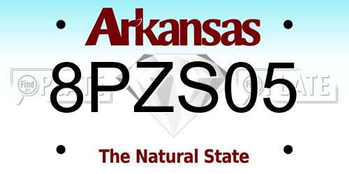 8PZS05 Arkansas License Plate