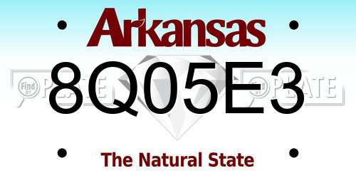 8Q05E3 Arkansas License Plate