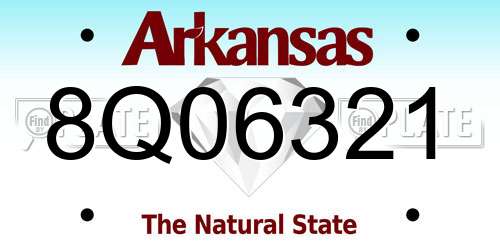 8Q06321 Arkansas License Plate