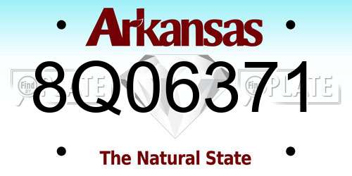 8Q06371 Arkansas License Plate