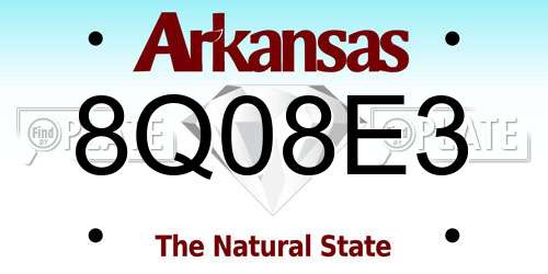 8Q08E3 Arkansas License Plate