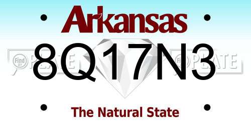 8Q17N3 Arkansas License Plate