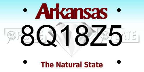 8Q18Z5 Arkansas License Plate