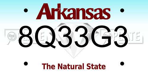 8Q33G3 Arkansas License Plate