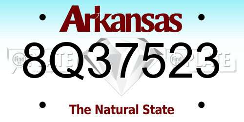 8Q37523 Arkansas License Plate