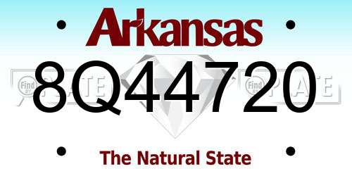 8Q44720 Arkansas License Plate
