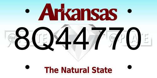 8Q44770 Arkansas License Plate