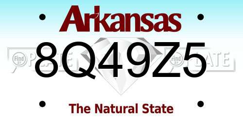 8Q49Z5 Arkansas License Plate