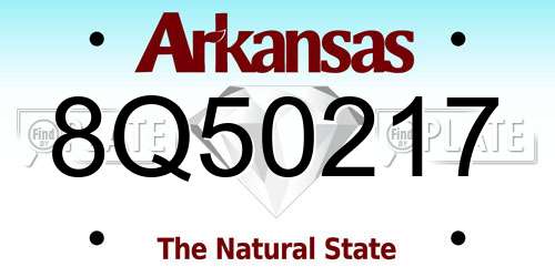 8Q50217 Arkansas License Plate