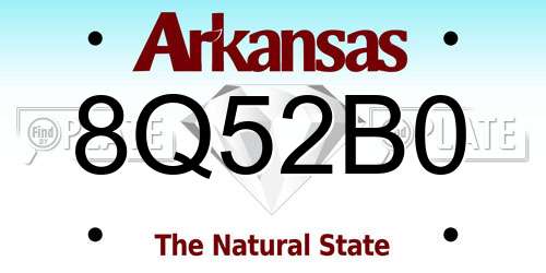 8Q52B0 Arkansas License Plate