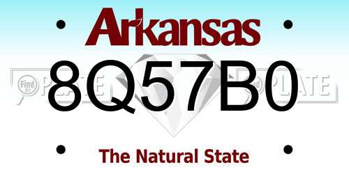 8Q57B0 Arkansas License Plate