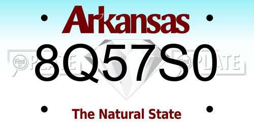 8Q57S0 Arkansas License Plate