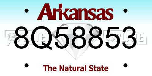 8Q58853 Arkansas License Plate