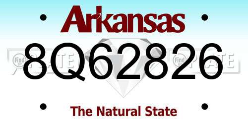 8Q62826 Arkansas License Plate