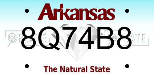 8Q74B8 Arkansas License Plate