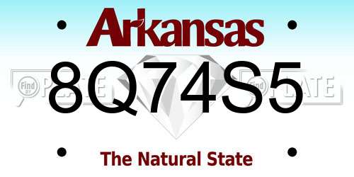 8Q74S5 Arkansas License Plate