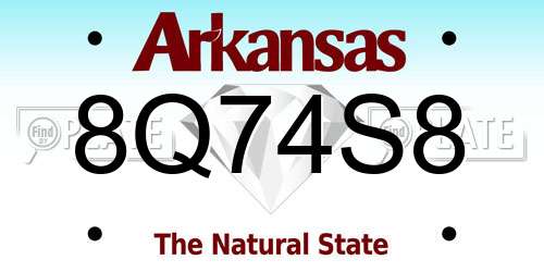 8Q74S8 Arkansas License Plate