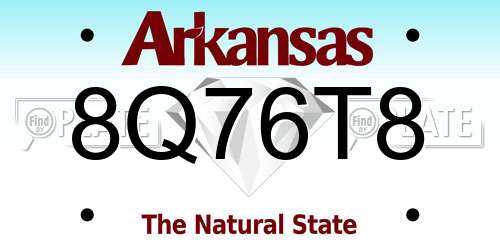 8Q76T8 Arkansas License Plate