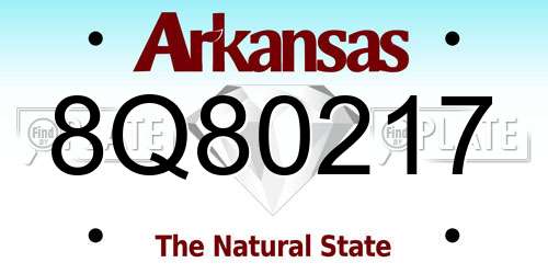 8Q80217 Arkansas License Plate