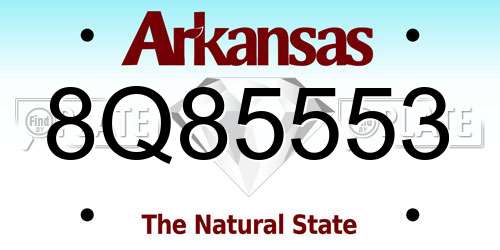 8Q85553 Arkansas License Plate