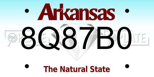 8Q87B0 Arkansas License Plate