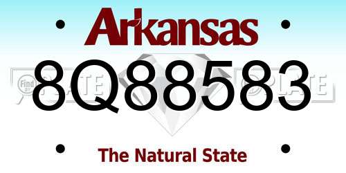 8Q88583 Arkansas License Plate