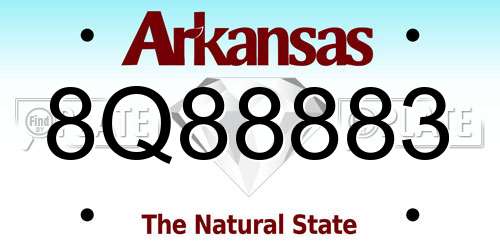 8Q88883 Arkansas License Plate