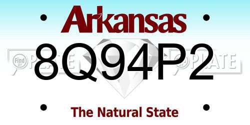 8Q94P2 Arkansas License Plate