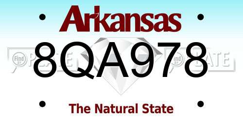 8QA978 Arkansas License Plate