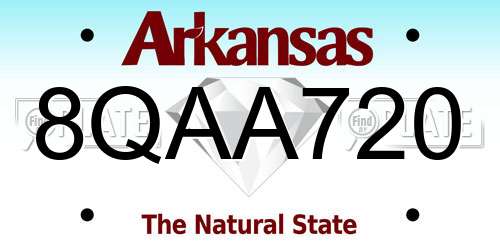 8QAA720 Arkansas License Plate
