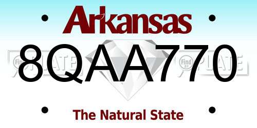 8QAA770 Arkansas License Plate