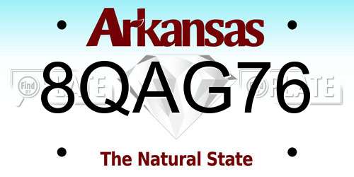 8QAG76 Arkansas License Plate
