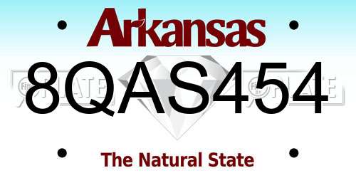 8QAS454 Arkansas License Plate