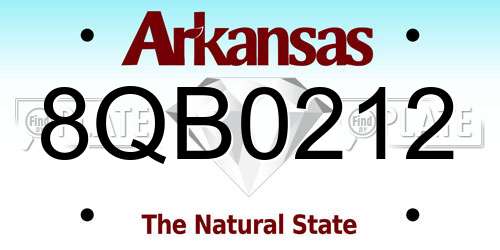 8QB0212 Arkansas License Plate