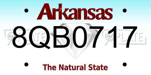 8QB0717 Arkansas License Plate