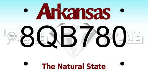 8QB780 Arkansas License Plate